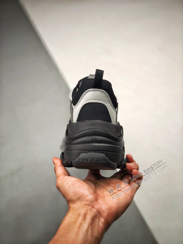Balenciaga經典款男女鞋 巴黎世家頂級版本Triple S大底LOGO黑灰漸變老爹鞋 Balenciaga情侶款老爹鞋  hdbl1214